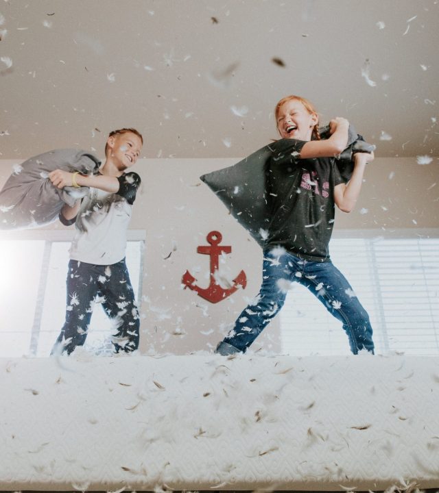 two kids Pillow fight